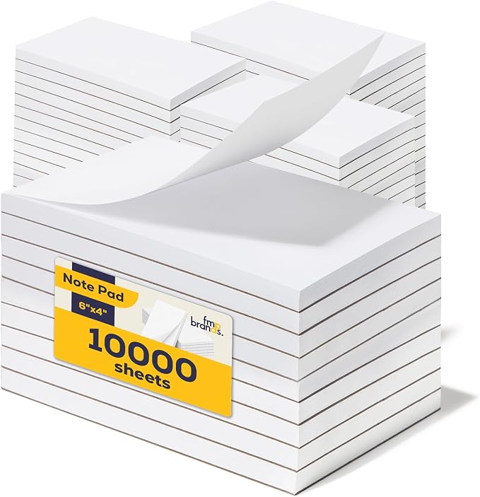 FMP Brands 100 Pack Note Pads 4x6, 100 Sheets Per Memo Pad, Server Note Pad by FMPBrands