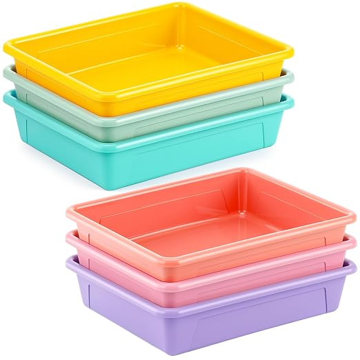 Affrolling 6 Pack Letter Size Flat Storage Tray, Stackable Plastic Organizer by Affrolling