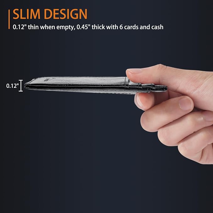 Travelambo Slim Wallet Front Pocket Minimalist Leather RFID Blocking Medium Size - Image 3
