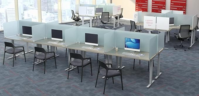 4PCS Desk Dividers Office Partitions, Privacy Desk Panel Protective, Frosted Acrylic Plexiglass Shield with Clamps for Offices Schools Call Centers - 23.6”L X15.8”W-DeskLoop Office