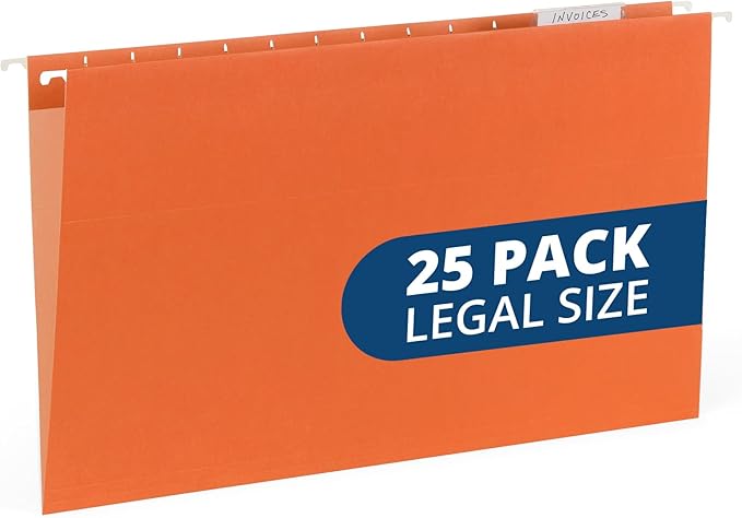 25 Blue Summit Supplies Legal Size Hanging Orange File Folders by BlueSummitSupplies