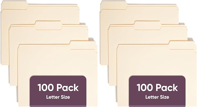 Smead File Folder, 1/3-Cut Tab, Letter Size, 100 Per Box by SMEAD