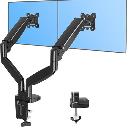 MOUNTUP Dual Monitor Mount for 2 Max 35 inch Ultrawide Screens, Hold 6.6-30.9lbs, Full Motion Gas Spring Monitor Desk Arm, Heavy Duty Dual Monitor Stand for Desk, VESA Bracket with Clamp/Grommet Base-DeskLoop Office