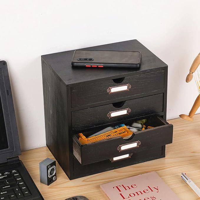 Wooden Storage Box Rustic Desktop Organizer - Image 2