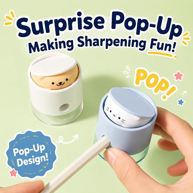 Cute Pencil Sharpener for Classroom, Animal Pop-Up When Sharpened, Manual - Image 2