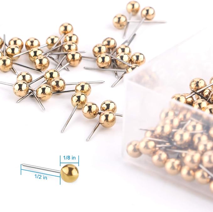 Push Pins Map Tacks 1/8-Inch Retro Metallic Color Beads Head Marking Push Pins - Image 2