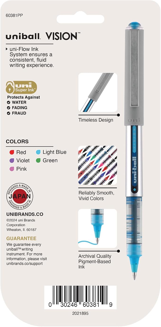 Uni-Ball 60381PP Vision Rollerball Pens, Fine Point, Fashion Colors - Image 9