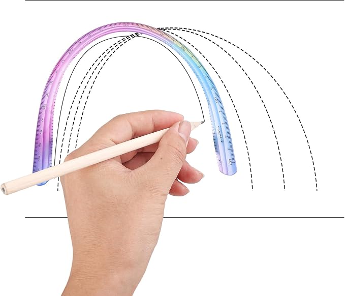 Grevosea 2-Piece Flexible Ruler, 30cm/12inch Plastic Straight Edge Ruler - Image 8
