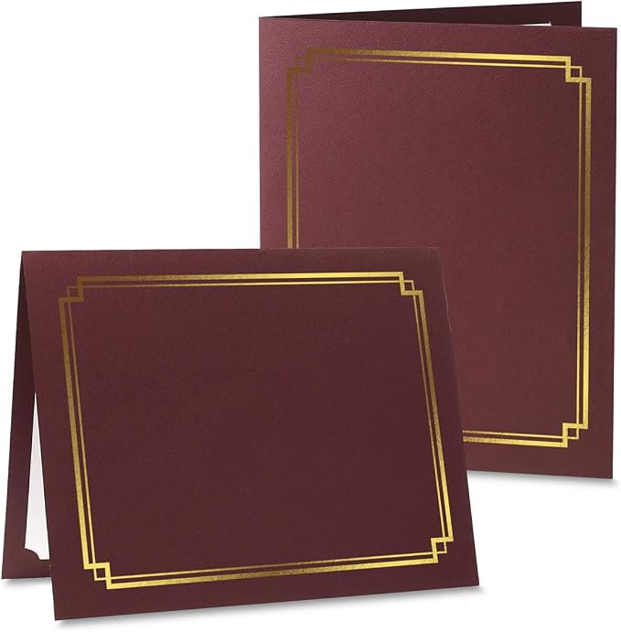 Classic Burgundy & Gold Certificate Folders- Packs 25, Linen Cover 80 lb. Stock - Image 3