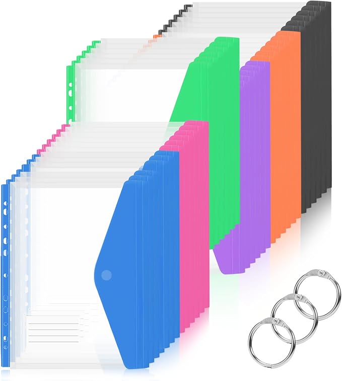 36 Pack Binder Folders with Pockets 11 Holes Expandable Dividers by Surcotto