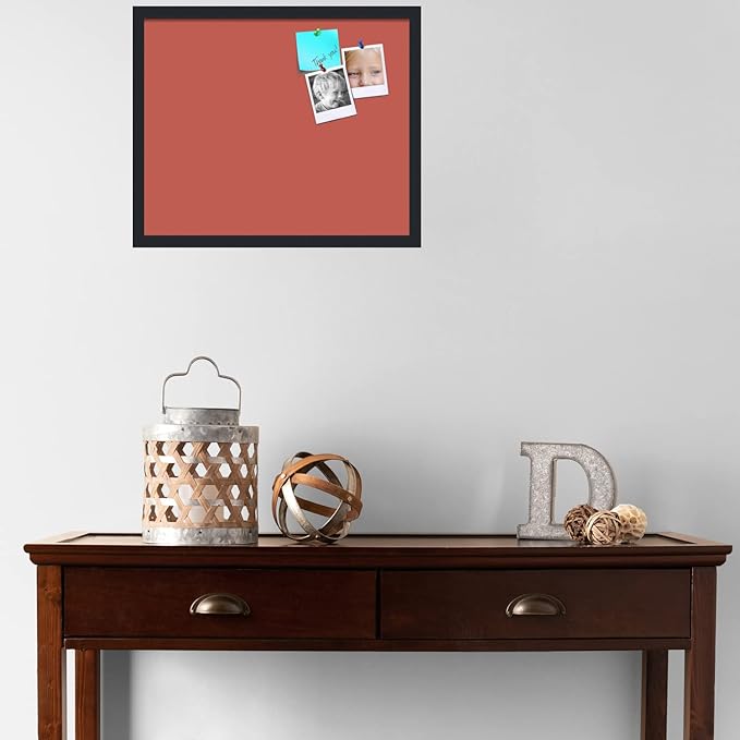 PinPix 22x18 Inch Cork Bulletin Board. This Decorative Framed Pin Board Comes with Crimson Pastel Design and a Satin Black Frame. Ideal for Home Office Decor or Message Board (PinPix-1807)-DeskLoop Office