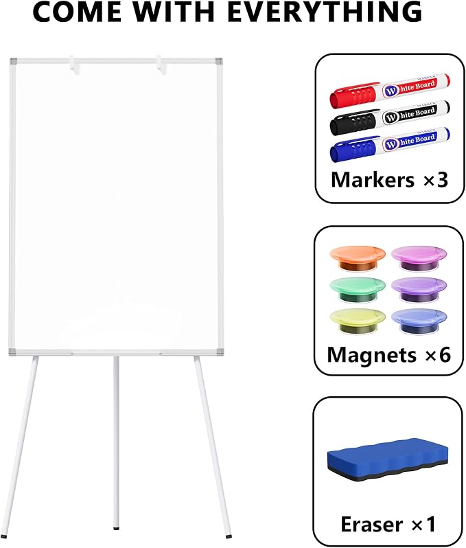 Large Whiteboard Easel with Stand, Tripod Height Adjustable Flip Chart Easel - Image 6