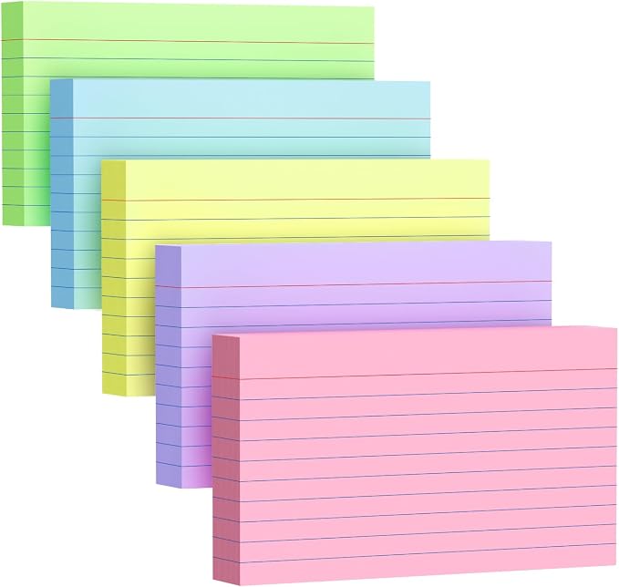 250 Count Index Cards 3x5 Inch 180gsm Heavy Weight Colored Flash Card, Note by Unknown