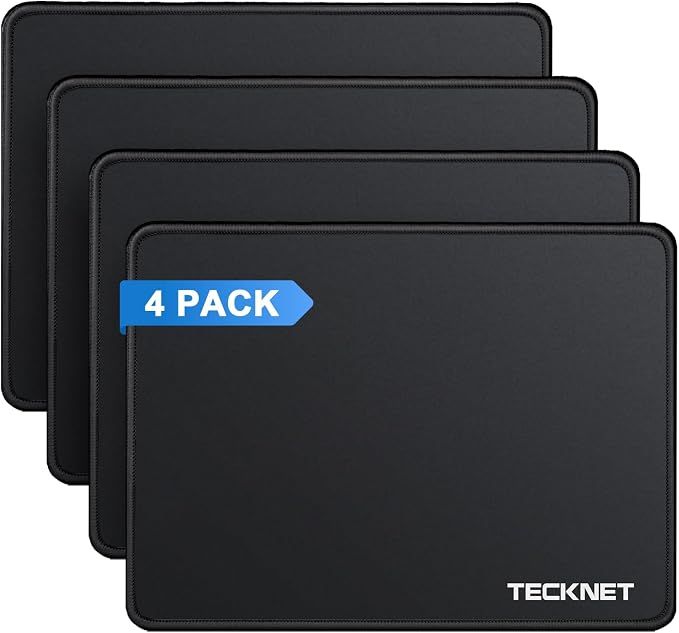 TECKNET 4 Pack Mouse Pad with Anti-fray Stitching, Waterproof Surface & by Tecknet