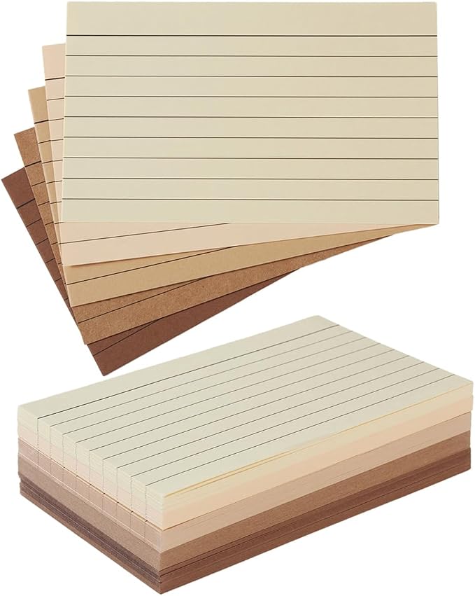 100 Sheets 3x5 Colored Ruled Note Cards Index Cards, 5 Brown | 250 GSM Heavy by Topeen