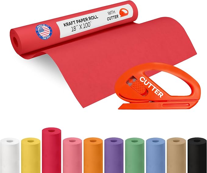 Christmas Red Kraft Paper Roll 18" x 1200" by IDLPackaging