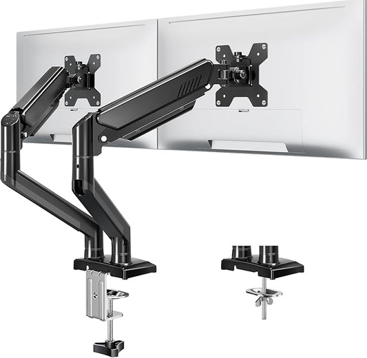 Dual Monitor Stand fits up to 32 inch, 4.4-22 lbs Computer Screens, Dual Monitor Desk Mount Height Adjustable, Monitor Arms for 2 Monitors, Home Office VESA Mounts with Gas Spring, Freelift Black-DeskLoop Office