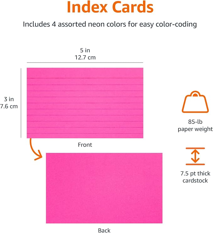 Amazon Basics Ruled Index Flash Cards - Image 5