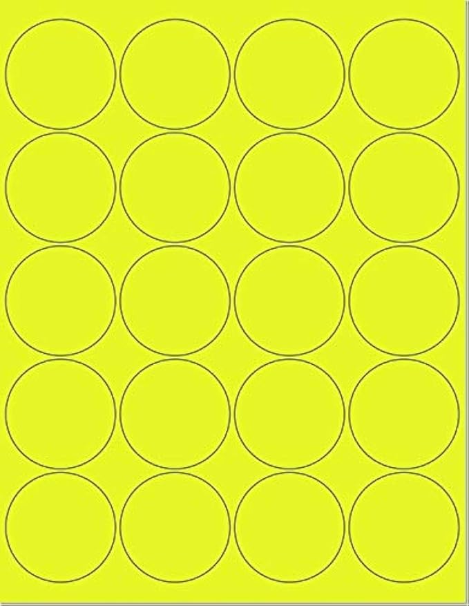 Pack of 50 Sheets, 8-1/2 x 11" Fluorescent Labels by NextDayLabels