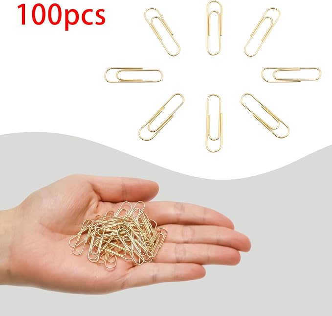 100 Pcs Gold Paper Clips, 1.1 Inch Colorful Paperclips | Colored Paper Clips - Image 4
