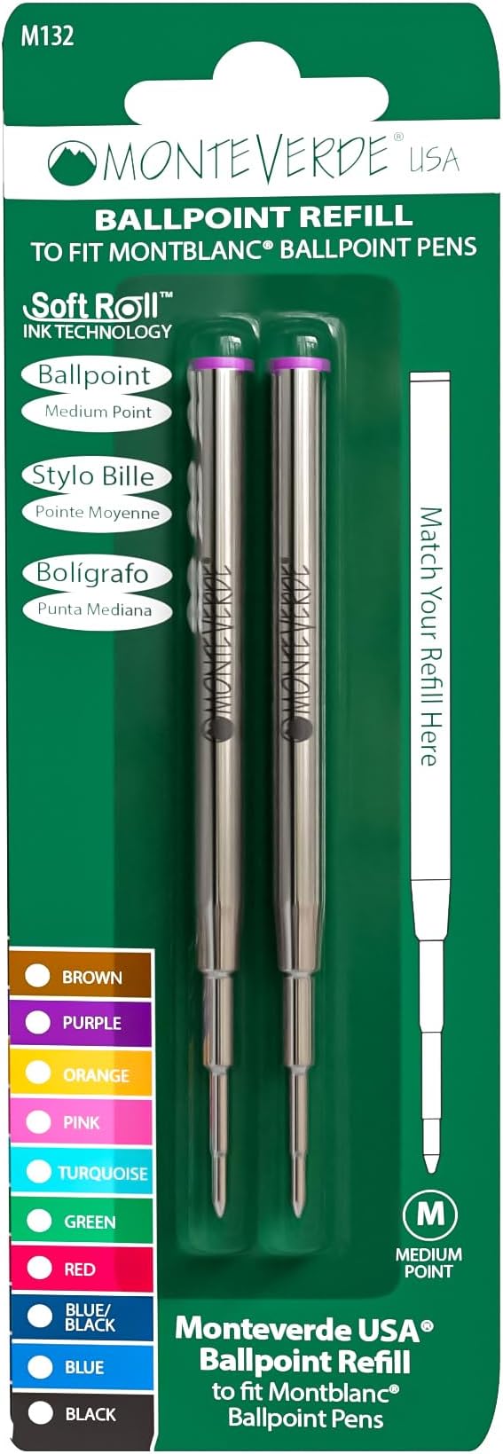 Monteverde USA Soft Ballpoint Refills to Fit Montblanc Pens, Medium Point by Monteverde