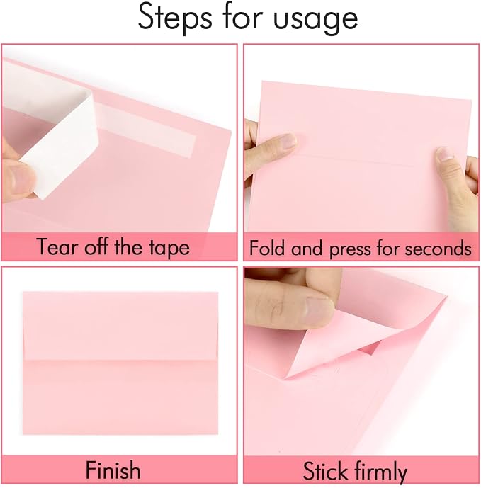 100 Pack A7 Pink Pastel Invitation 5x7 Envelopes - Image 2