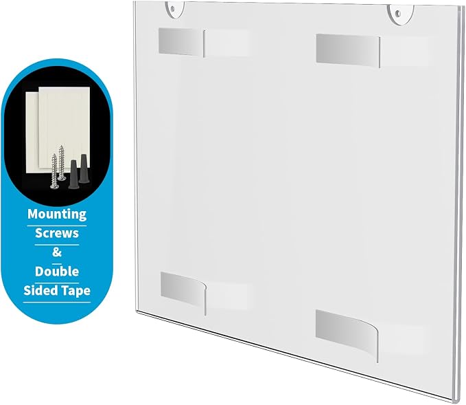 PecMuikee Acrylic Sign Holder 17 x 11 Inch, Wall Mount Sign Holders Clear - Image 4