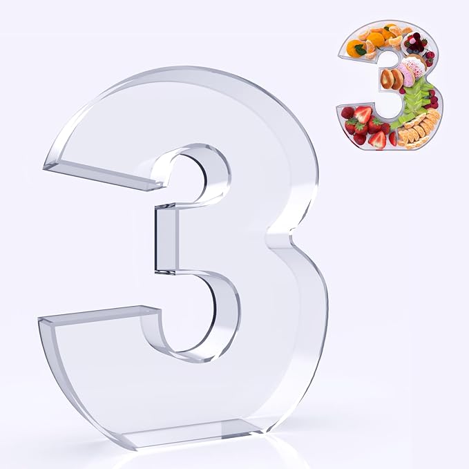 11" Acrylic Number Charcuterie Board Box, Reusable Fillable Number Cake Candy by RUFHVTY