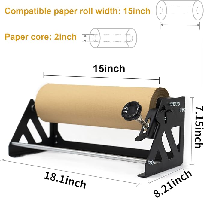 Honeycomb Packing Paper Roll Dispenser for Packaging, Improve Packing Efficiency, Kraft Wrapping Paper Holder Manual Cutter Machine for Small Business, Dispenser Machine Only, Core Size 2inch-DeskLoop Office