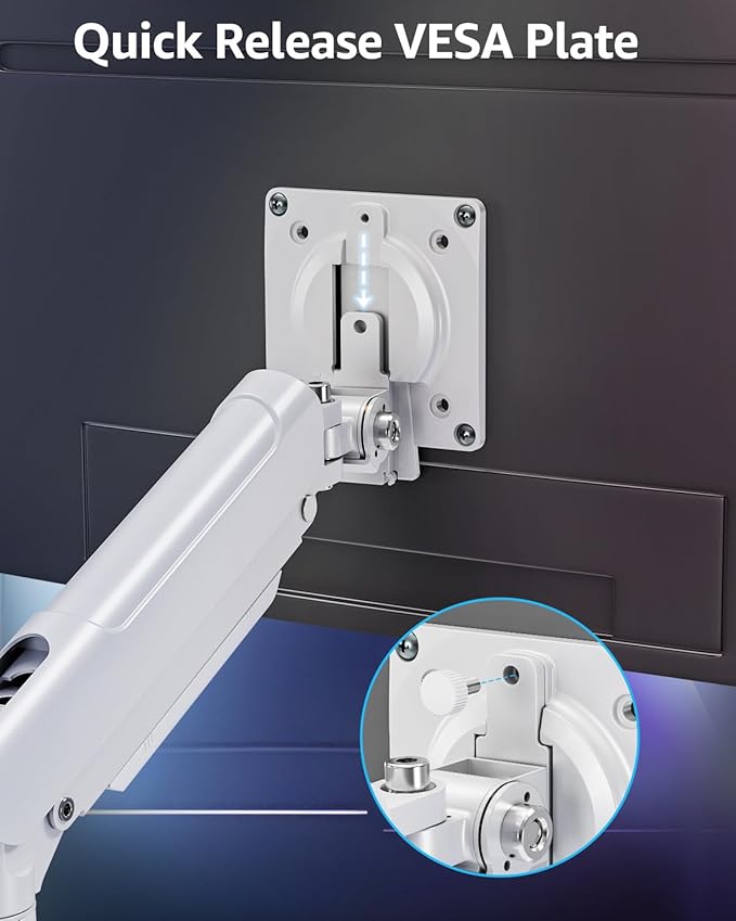 Dual Monitor Mount for 32 27 24 22inch Screens, Gas Spring Monitor Stand for 2 Monitor, Full Adjustable Monitors Desk Mount with C-Clamp＆Grommet Base, Each Arm Holds 4.4-22 lbs, Freelift Pro White-DeskLoop Office