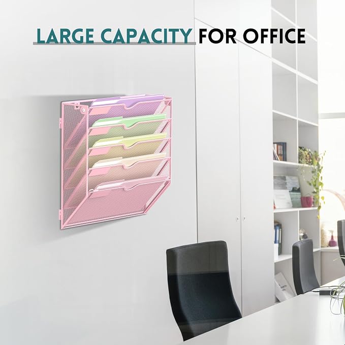 SUPEASY 5 Tier Wall File Organizer, Hanging Wall Mounted Mail Organizer - Image 5