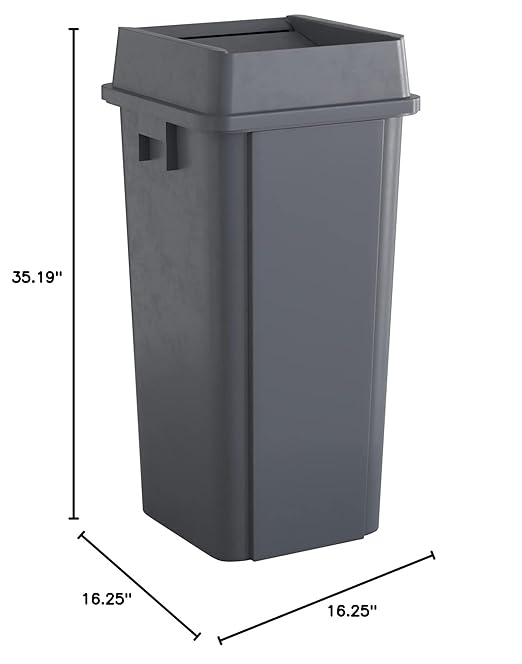 23 Gallon Grey Square Commercial Trash Can with Lid-DeskLoop Office