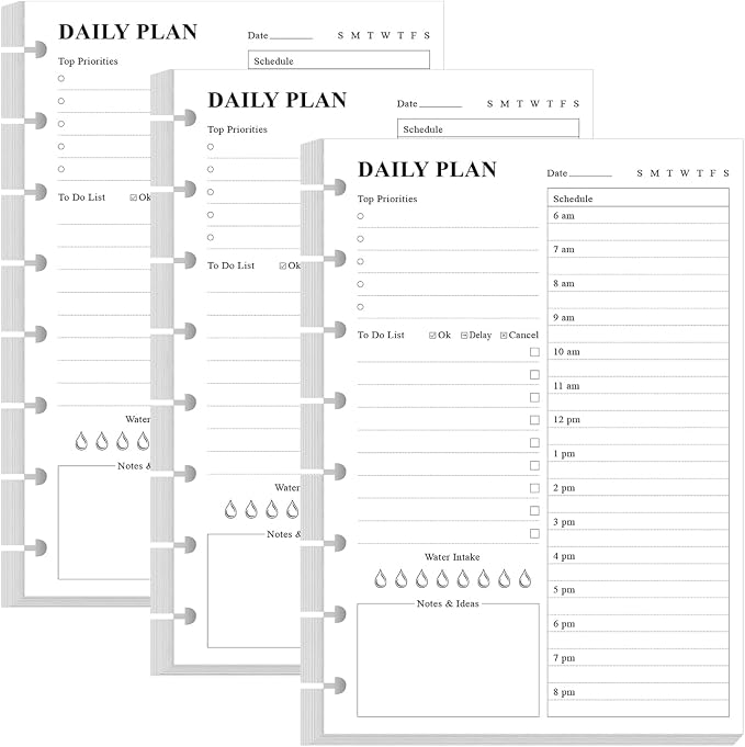 Junior Size Undated Daily Planner Refill by Yaridar