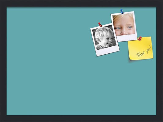 PinPix 22x16 Inch Cork Bulletin Board. This Decorative Framed Pin Board Comes with Aqua Pastel Design and a Satin Black Frame. Ideal for Home Office Decor or Message Board (PinPix-1806)-DeskLoop Office