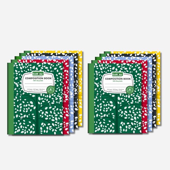 Composition Notebooks Pack of 10 Wide Ruled 200 Pages 9.75"x7.5" Back to School - Image 2