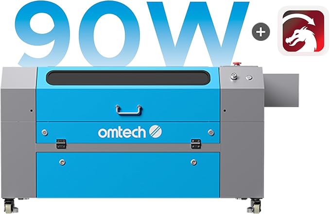 OMTech 90W CO2 Laser Engraver with LightBurn, 28"x20" Cutting & Engraving Machine with Air Assist, 4-Way Pass, Caster Wheels, RDWorks, for Wood, Glass, Acrylic & More-DeskLoop Office