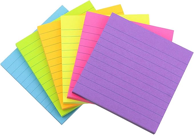 Early Buy 6 Bright Color Lined Sticky Notes Self-Stick Notes 3 in x 3 in - Image 2