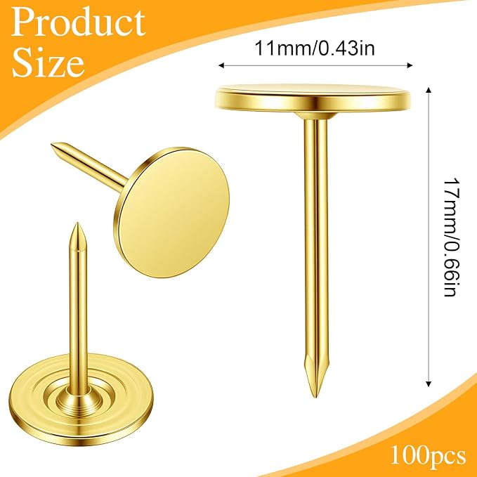 Nogeqi 100PCS Gold Push Pins, Stainless Steel Thumb Tacks - Image 3
