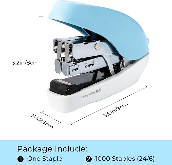 M&G Mini Stapler with Staples, Small Blue Effortless Stapler Set, 20 Sheet - Image 2