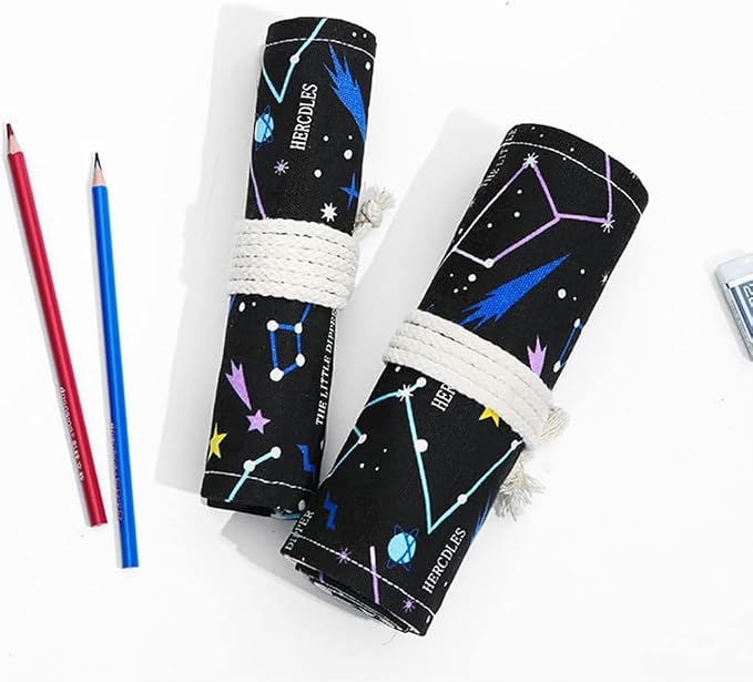 DIYOMR 12/24/36/72 Slots Pencil Wrap Pencil Rolls, Artist Colored Pencil Roll - Image 2