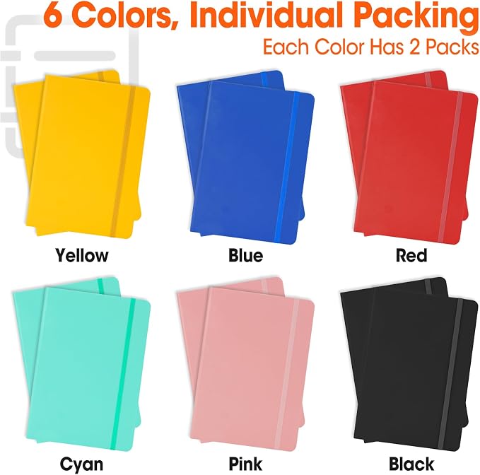 12 Pack Lined Journal Notebook for Work, 200 Pages, Medium 5.5 in x 8.3 in - Image 3