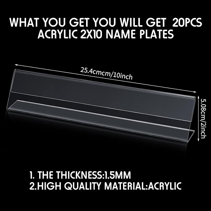 Vicenpal 20 Pcs Acrylic Name Plates - Image 2