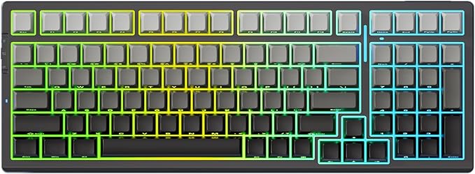 G98 PRO Wireless Mechanical Keyboard, Tri-Mode Connection Gaming Keyboard, Hot Swappable Custom Gasket Structure Pre-lubed Linear Switches Double Shot PBT Keycaps RGB LED Backlit Gradient Black-DeskLoop Office