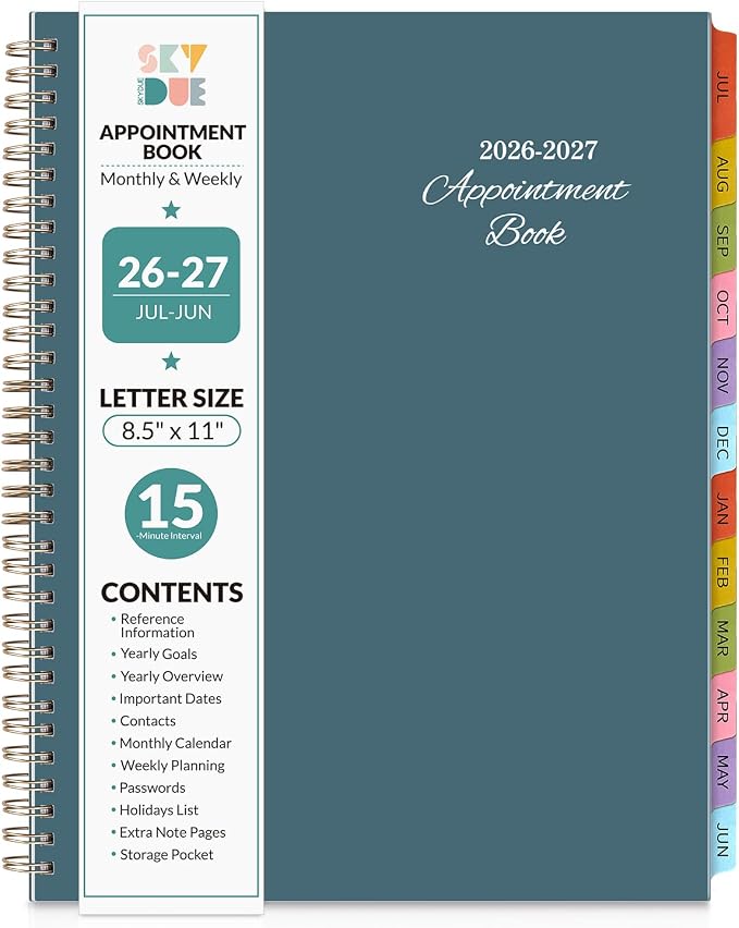 SKYDUE Appointment Book 2026-2027, Academic Hourly Planner from July 2026 by SKYDUE