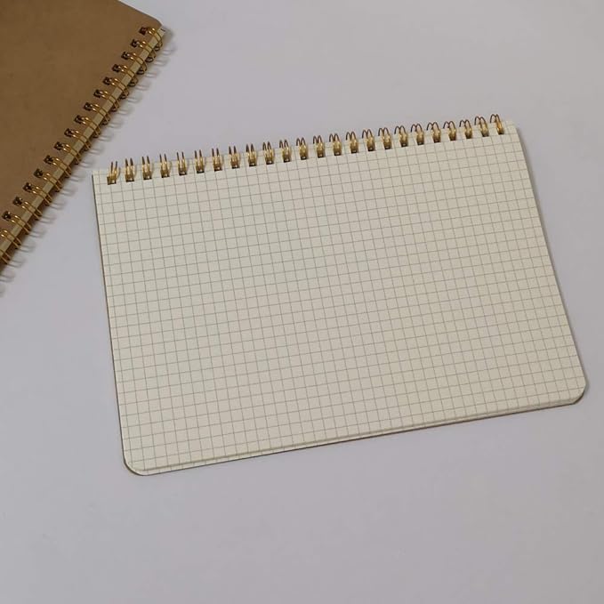 YUREE Spiral Notebook A5/Softcover Spiral Journal, Square Grid Pages, 50 Sheets (100 Pages), 8.45" x 5.8", Brown, 20 Pack-DeskLoop Office