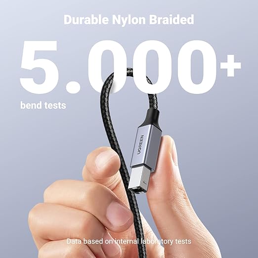 UGREEN USB B to USB C 6 FT Printer Cable, Nylon USB B to C Cord - Image 2