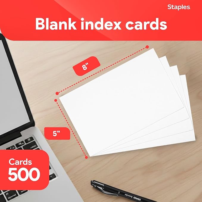 Staples Index Cards, 500 Pack – Unruled Cards - Image 2