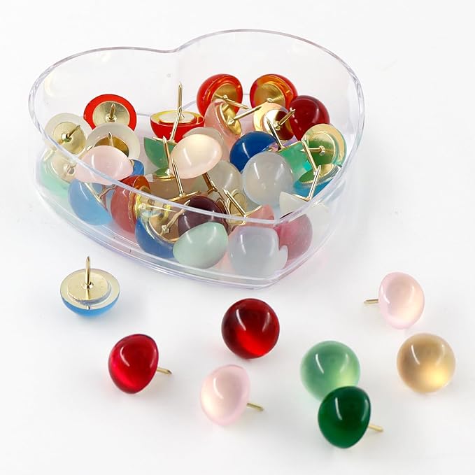 40 Pack Cat's Eye Decorative Push Pins, Thumb Tacks by Koqye