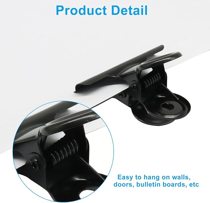 Bonsicoky 20 Pack Black Bulldog Clips, 2 inch / 51mm Mini Metal Hinge Clips - Image 4