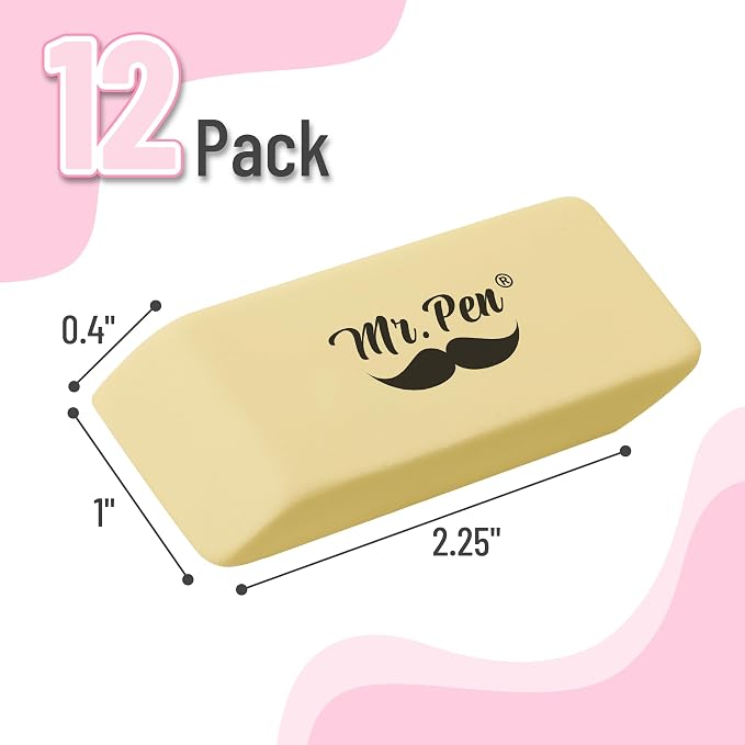 Mr. Pen- Pencil Eraser, 12 Pack, Art Sketching, Clean Smudge-Free Correction - Image 2